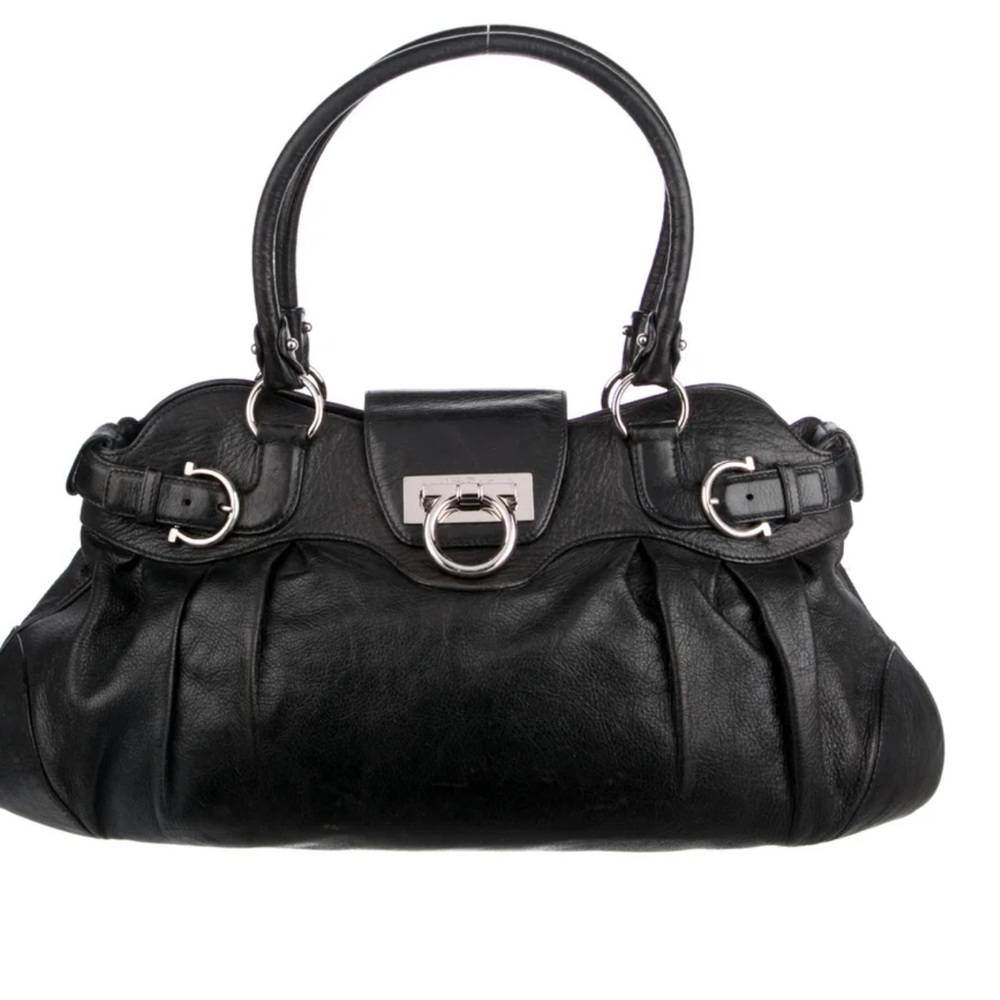 EUC black leather Salvatore Ferragamo bag